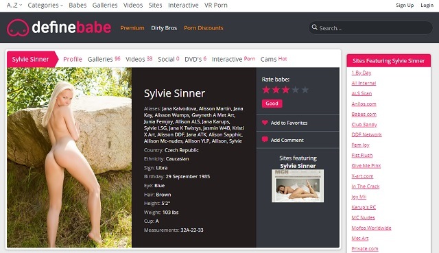 Define Babe example model bio for Sylvie Sinner