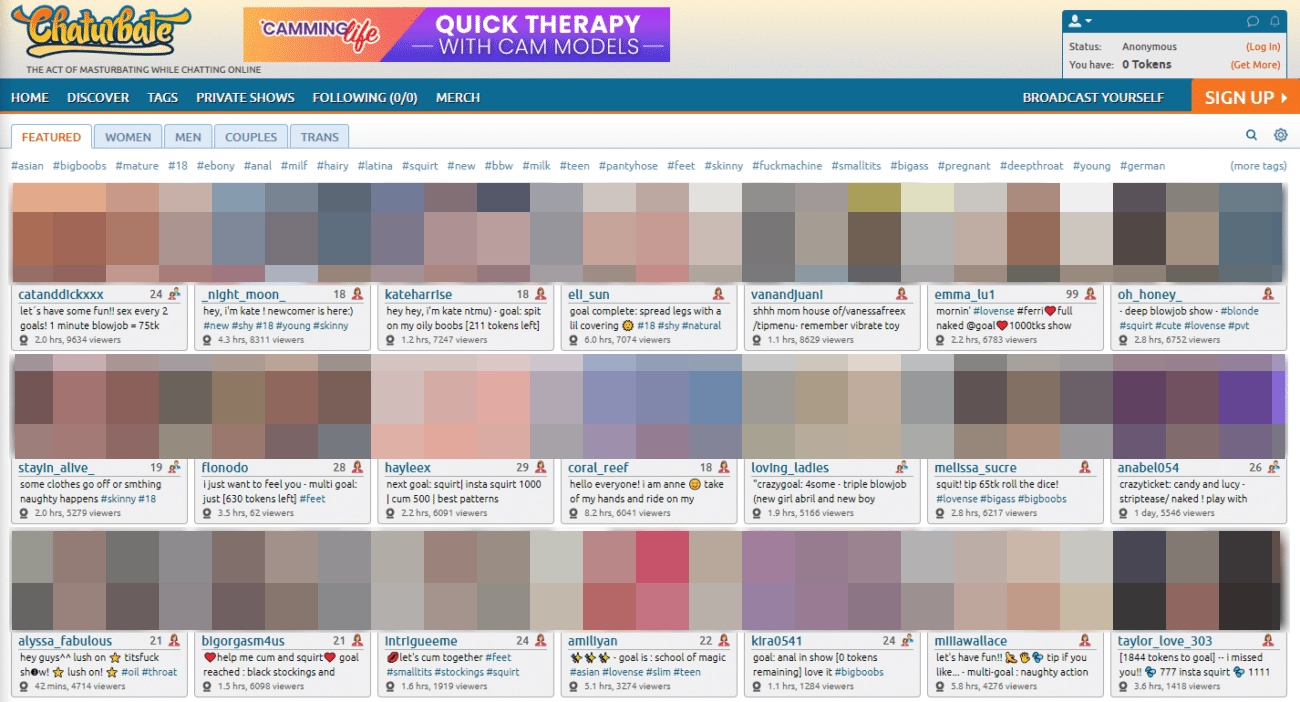 Chaturbate homepage view