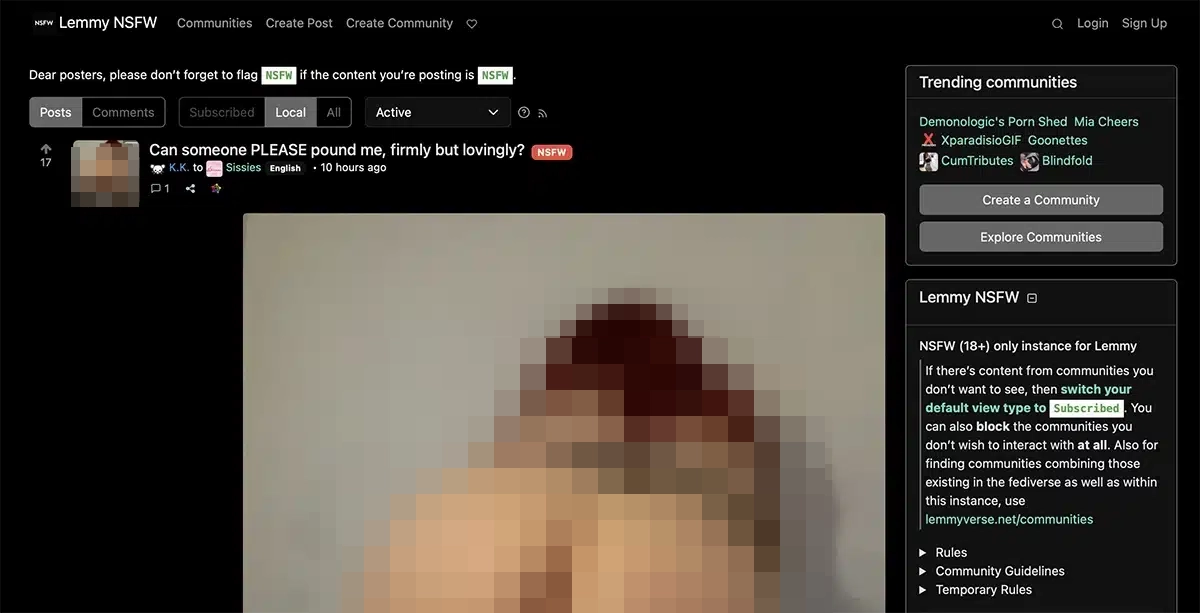 Lemmy NSFW content