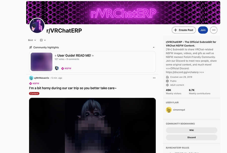 VRChat NSFW subreddit