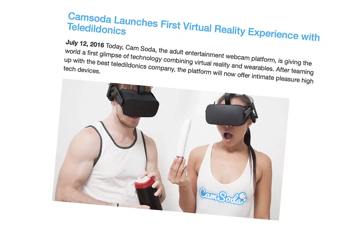 CamSoda's original virtual reality experience with teledildonics