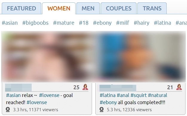Featured women on Chaturbate