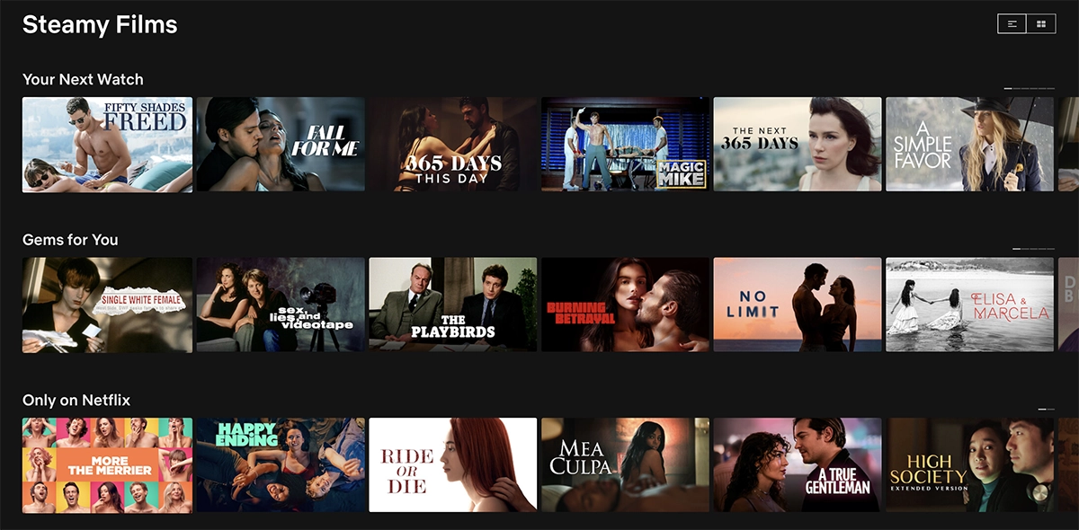 Steamy Netflix movies