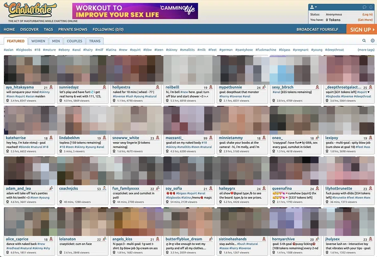 Chaturbate spread of thumbnails