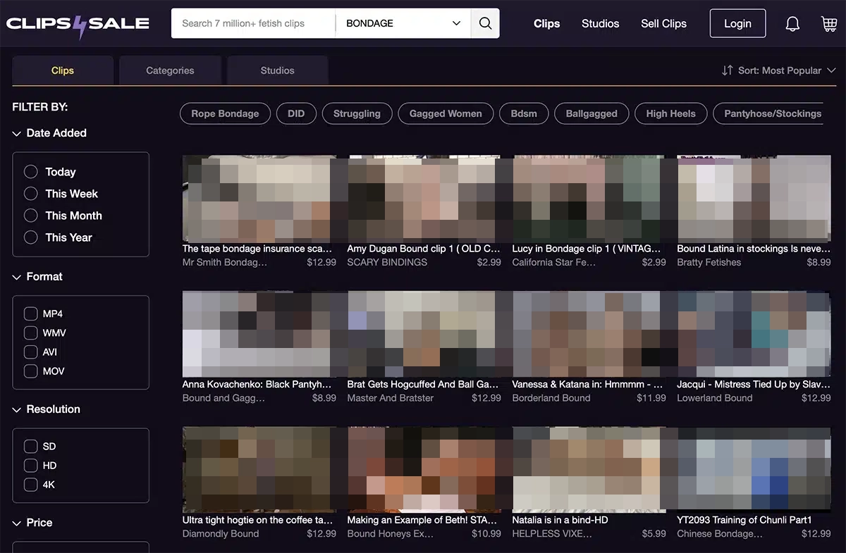 Clips4Sale bondage store