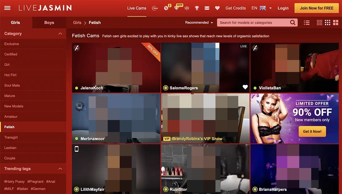 LiveJasmin fetish category