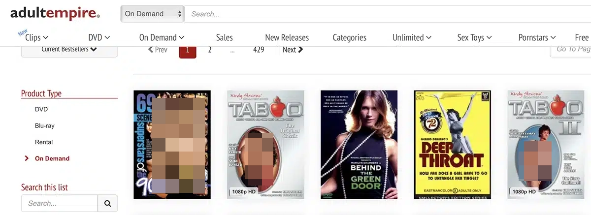 AdultEmpire homepage