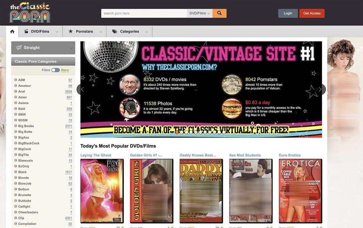 ClassicPorn homepage