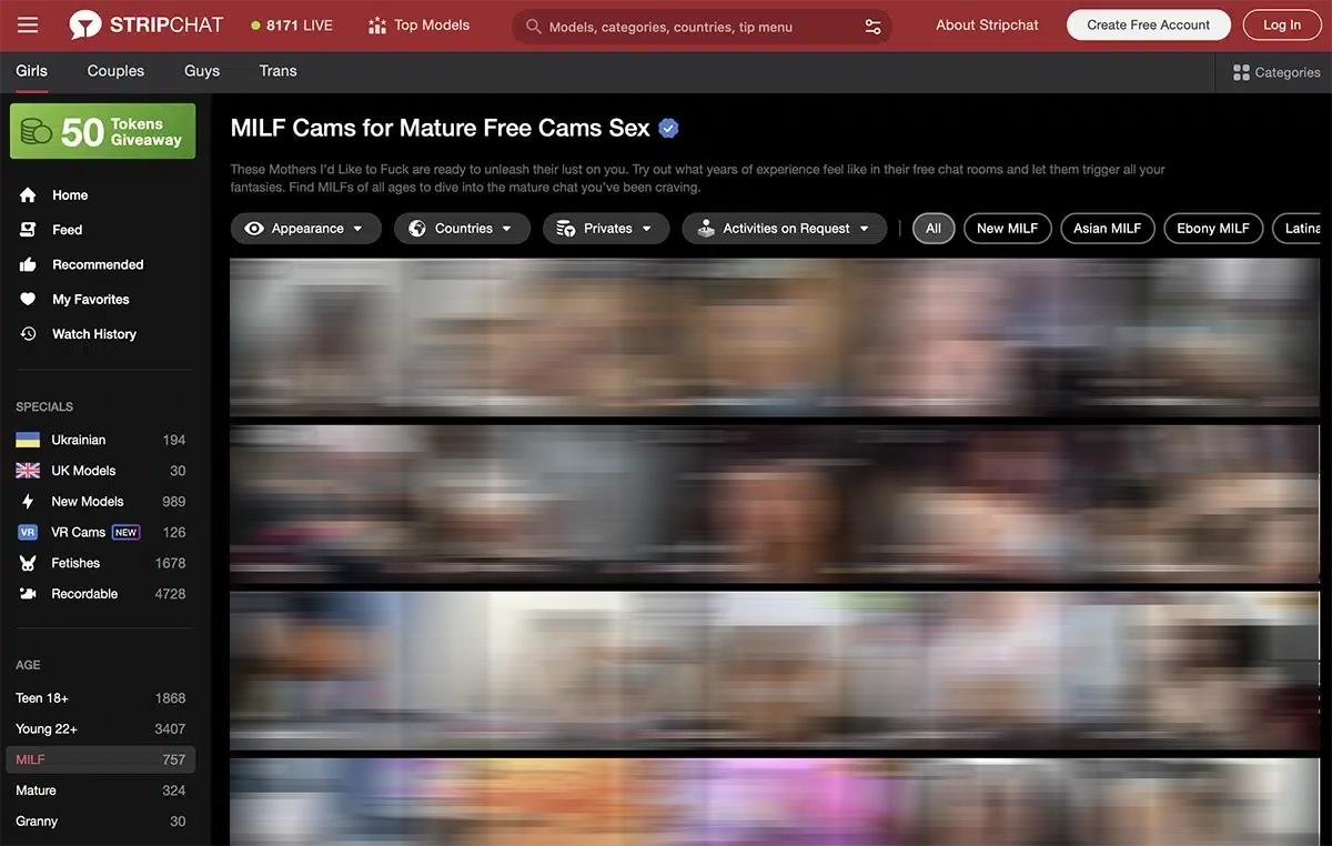 Milf cams on Stripchat