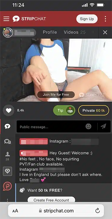 Mobile StripChat experience
