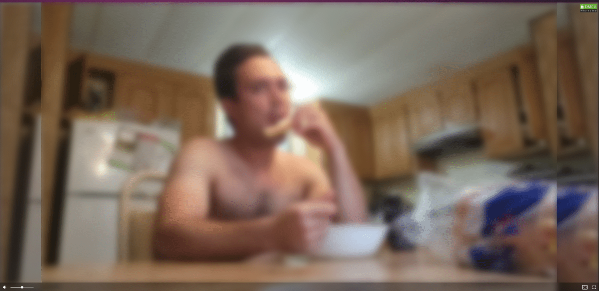 Random cam show with a man eating his breakfast