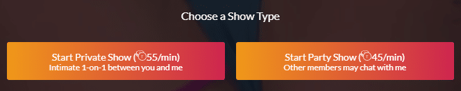 Cams.com: Choose a show type