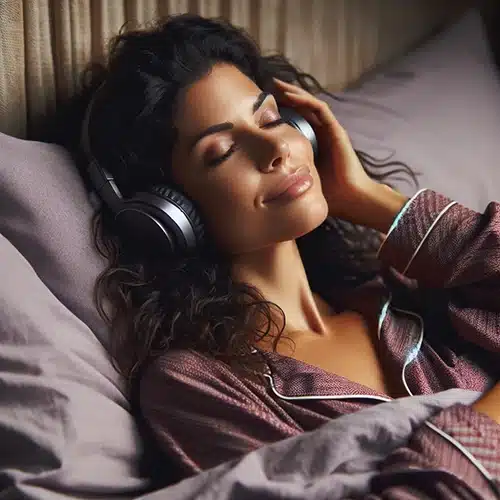 Woman listening to audio sexy stories