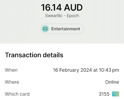 How a Dezyred transaction appeared on my credit card statement