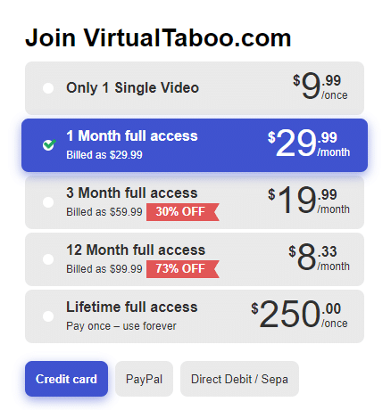 Virtual Taboo signup options