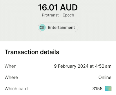 How a WankzVR transaction appeared on my bank statement