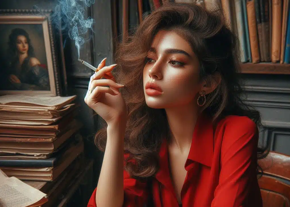 Attractive girl smoking