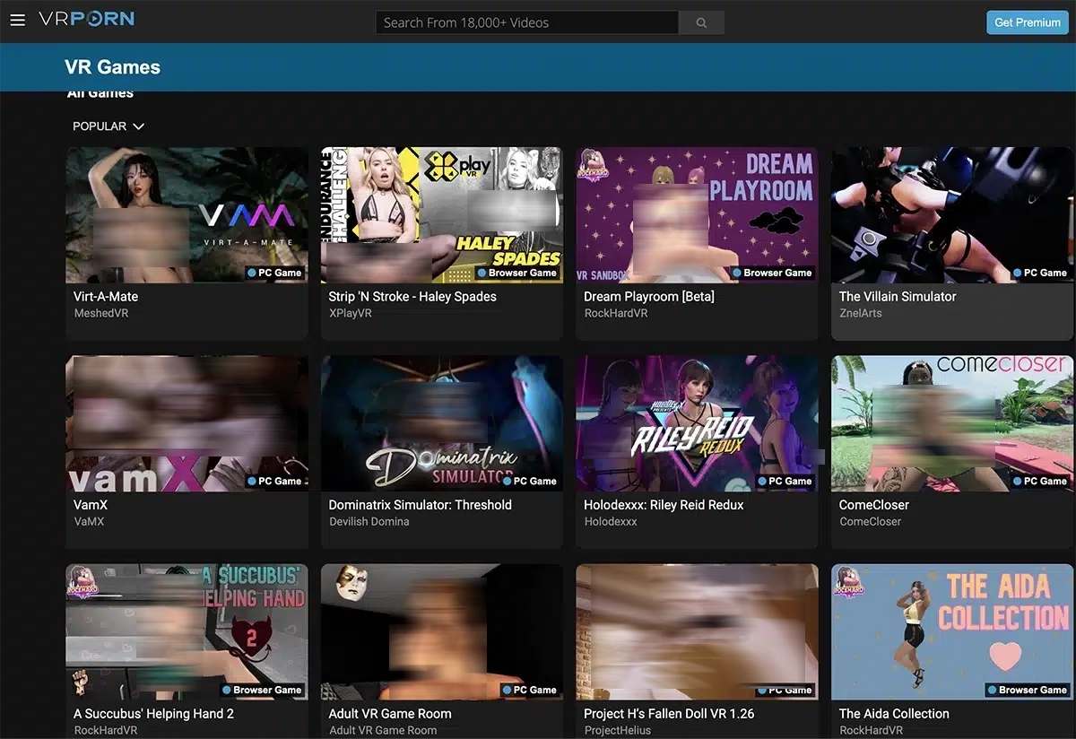 VRPorn games library