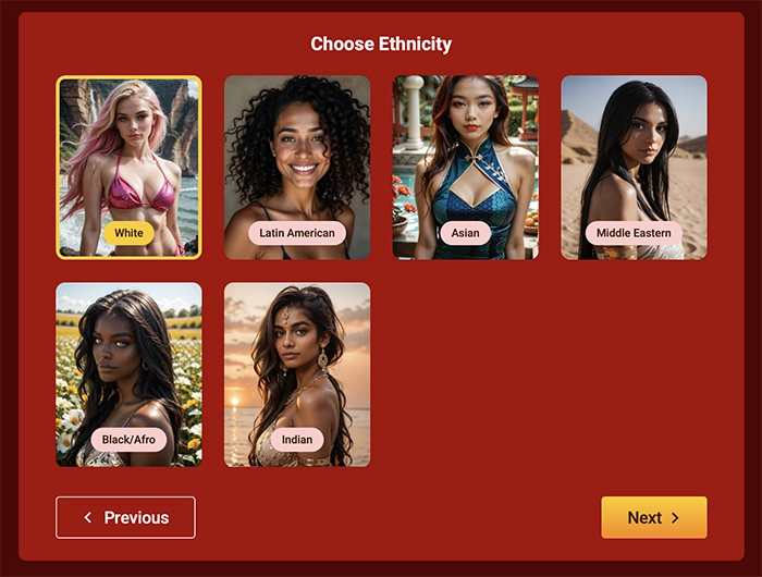 Ethnicity selector