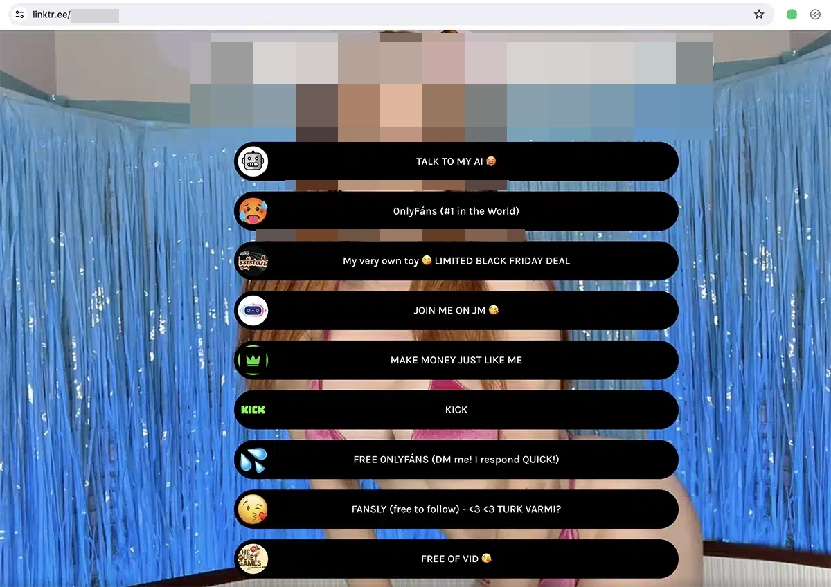 The Linktree of amouranth