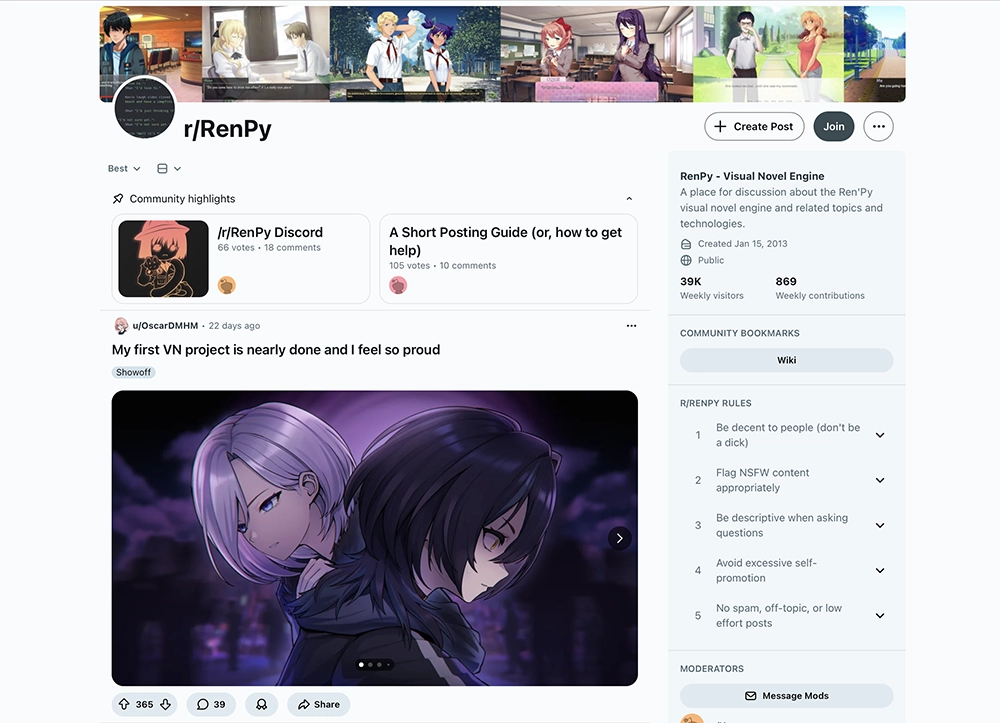 A helpful Reddit community