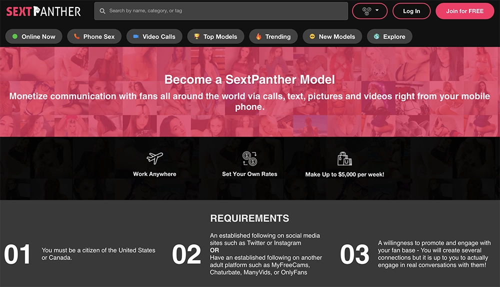 SextPanther model incentives