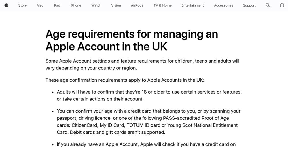 Apple age requirements