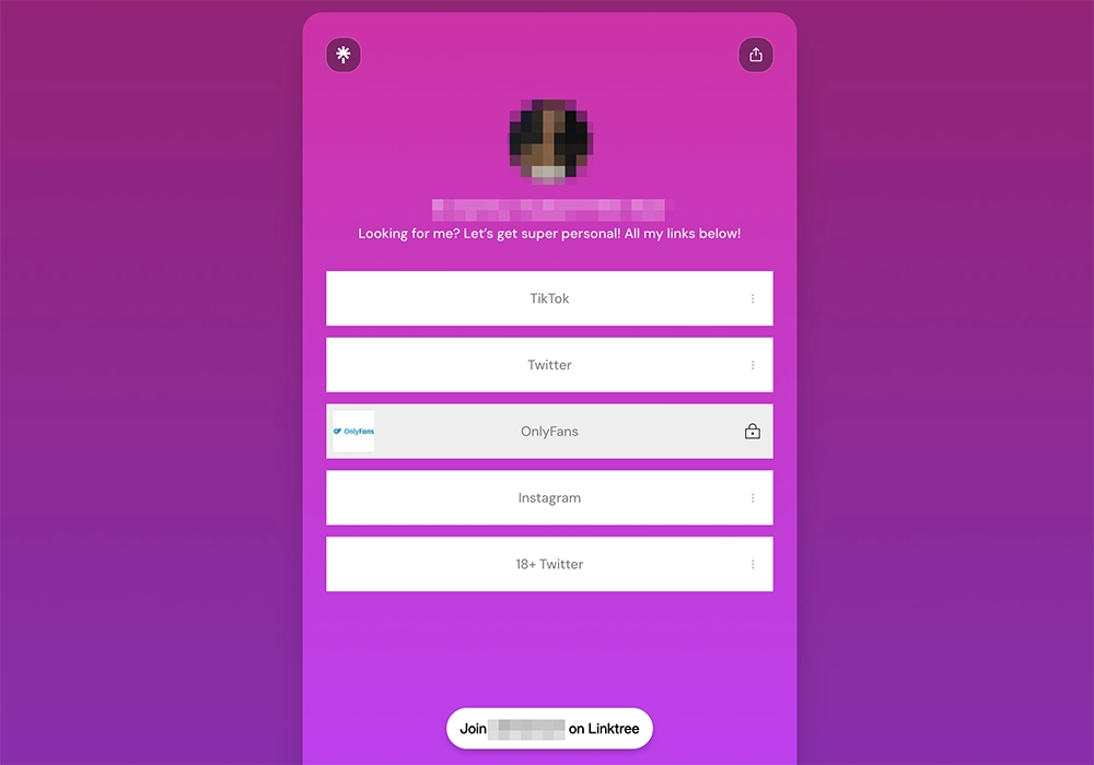 Linktree adult bio